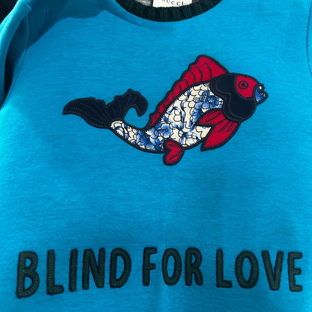 Gucci Kids Teal Fish Graphic Tee